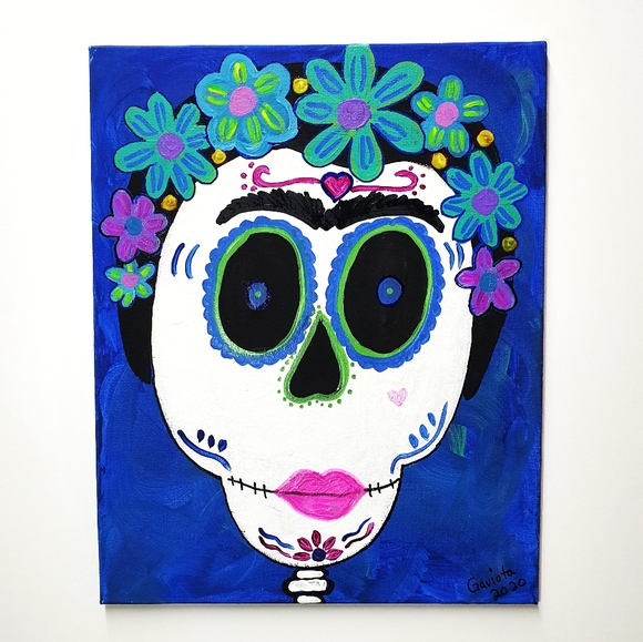 Gaviota Other - Frida Kahlo Sugar Skull 1 Acrylic Painting